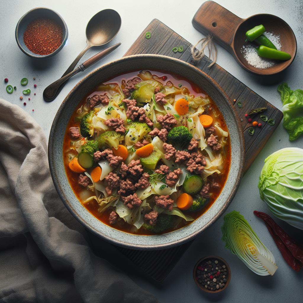 Hearty Keto Cabbage Soup: Savory Ground Beef Delight