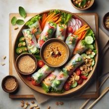 Fresh Rice Paper Rolls with a Zesty Peanut Sauce Twist