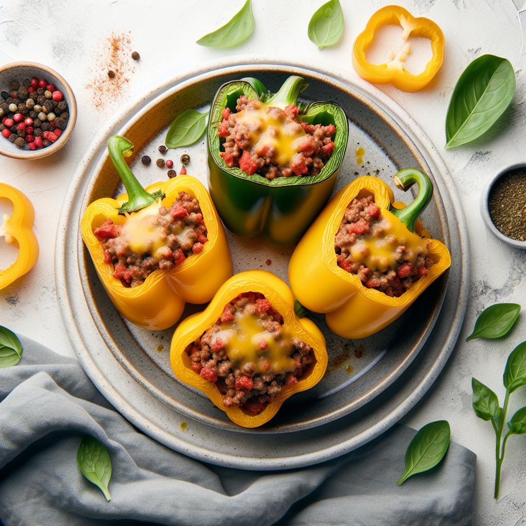 Savor Easy Keto Stuffed Bell Peppers with Ground Beef!