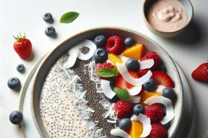 Tropical Bliss: Creamy Chia Pudding with Coconut & Berries