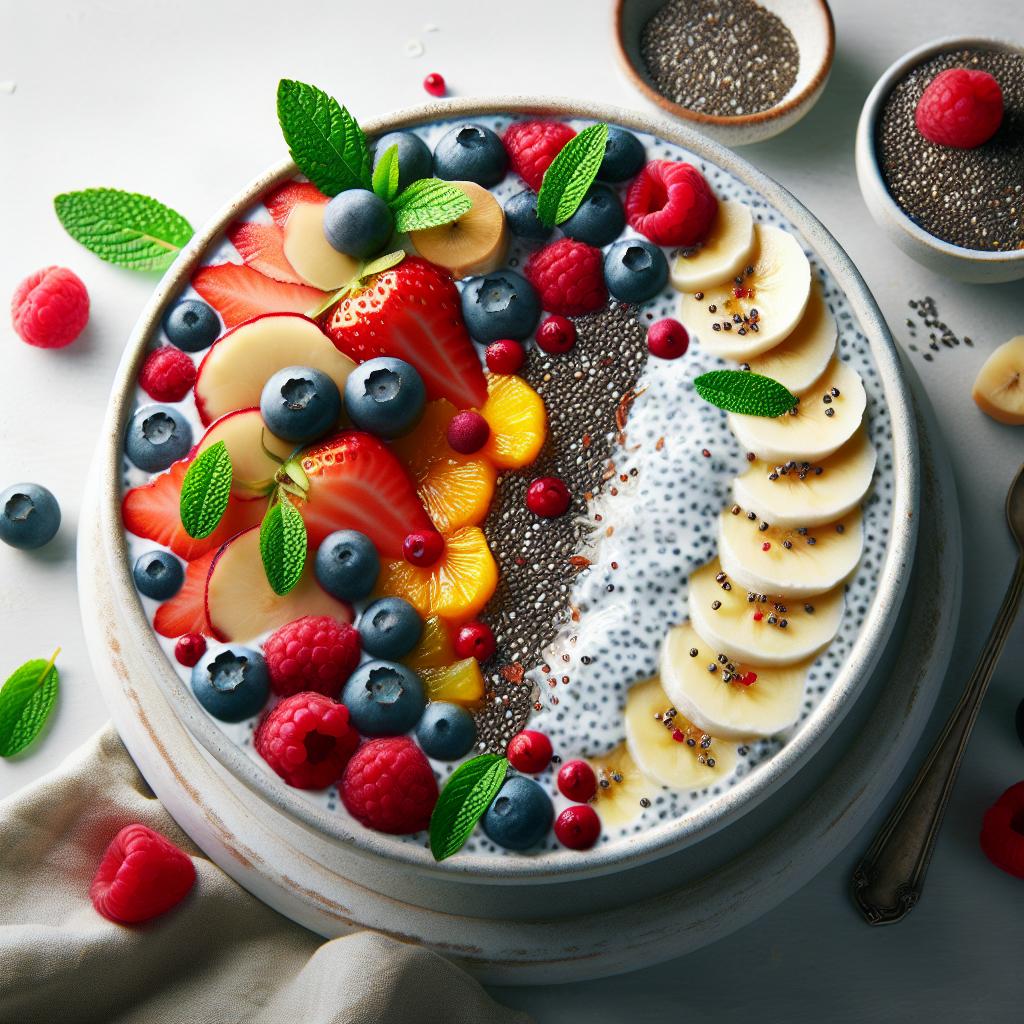 Tropical Bliss: Creamy Chia Pudding with Coconut & Berries