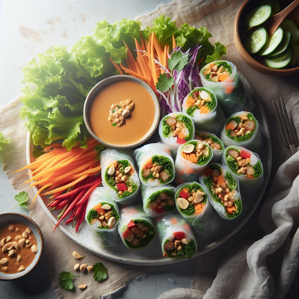 Fresh Rice Paper Rolls with a Zesty Peanut Sauce Twist