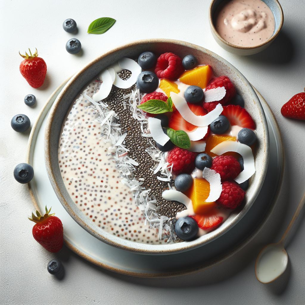 Tropical Bliss: Creamy Chia Pudding with Coconut & Berries