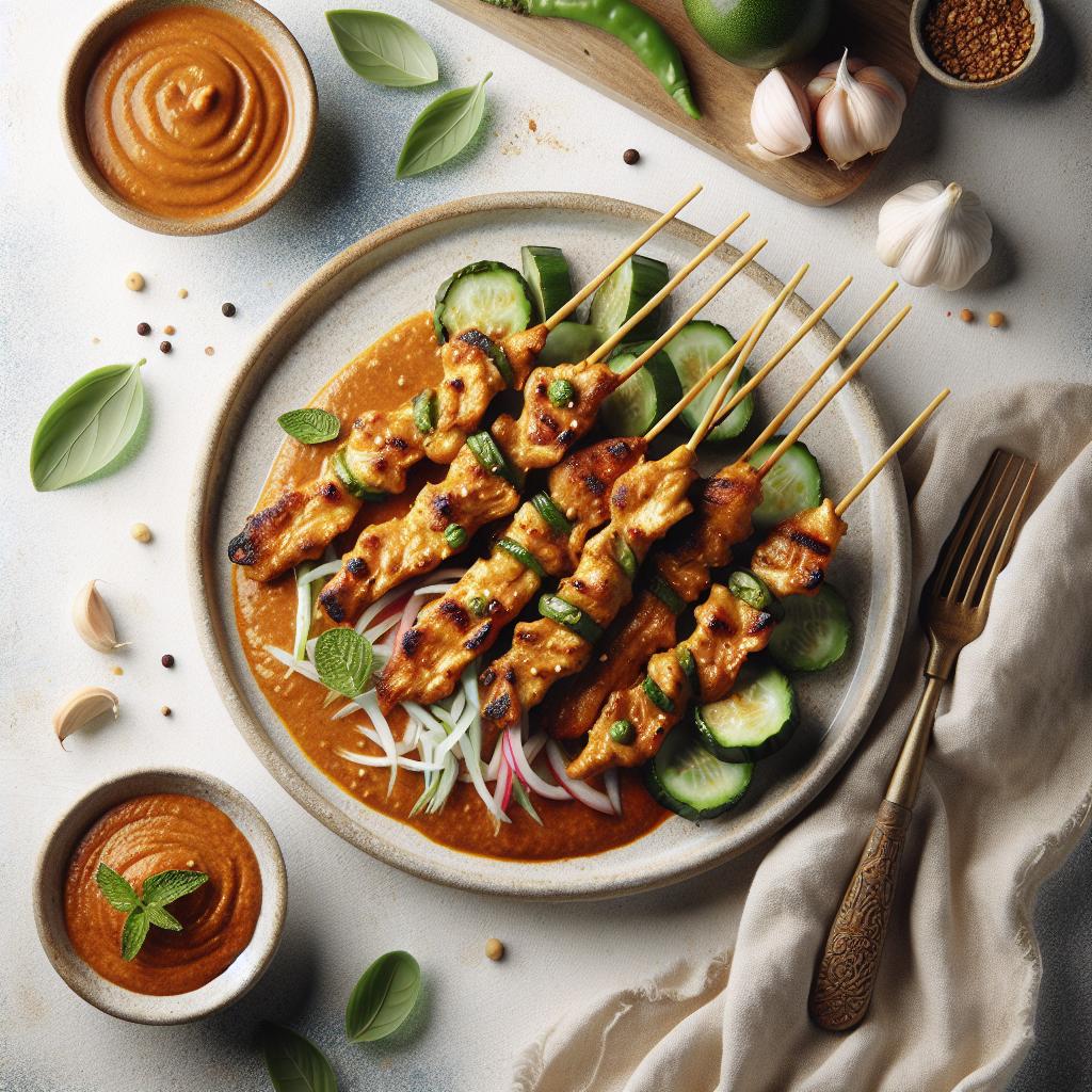 Grilled Chicken Satay with Irresistible Spicy Peanut Sauce