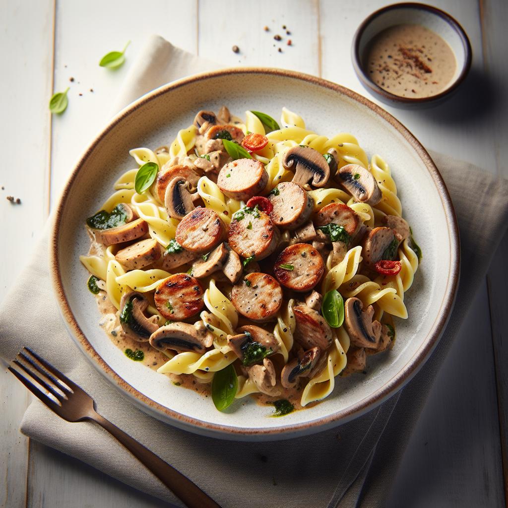 Savory Turkey Sausage Pasta with Creamy Mushroom Sauce