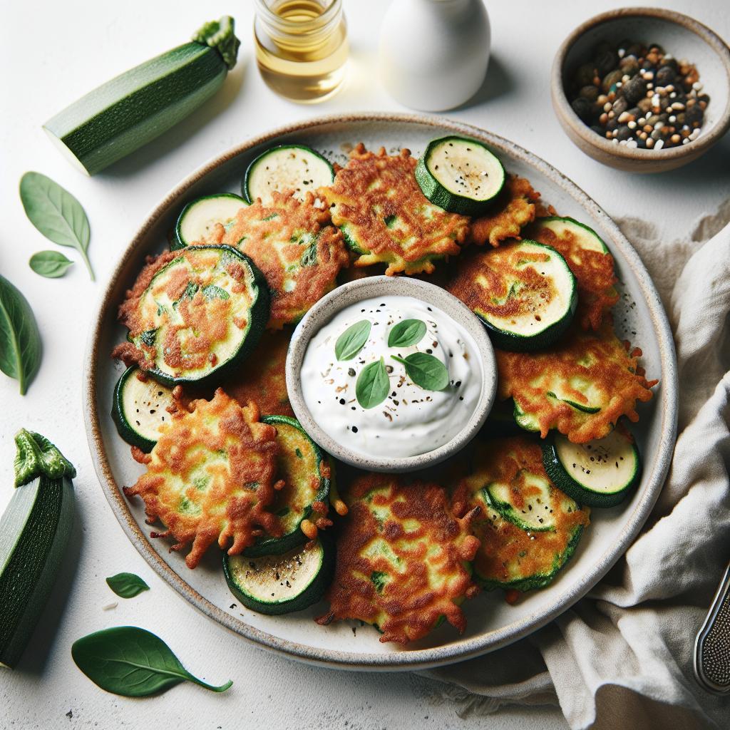 Crispy Zucchini Fritters with Creamy Yogurt Dip Delight