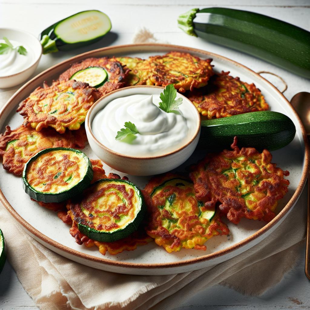 Crispy Zucchini Fritters: A Perfect Yogurt Dip Delight