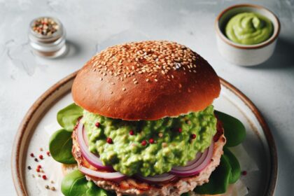 Turkey Burger Delight: Creamy Avocado Mash Twist